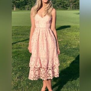Club Monaco Blush Lace Tiered Dress